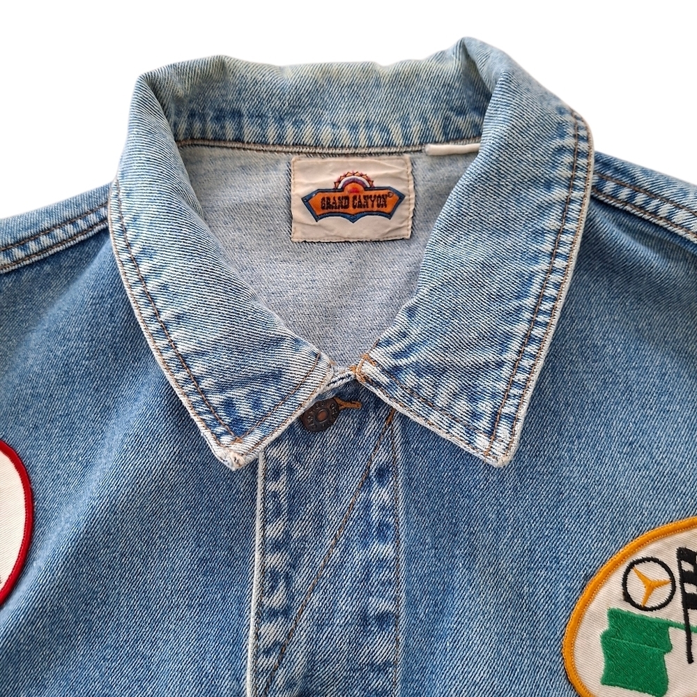 Vintage Grand Canyon Coat Embroidered patches car patterns jeans jacket - Picture 5 of 12